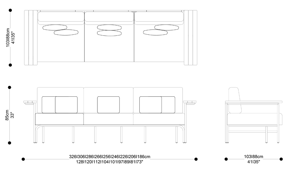 Image of the main dimensions of the product